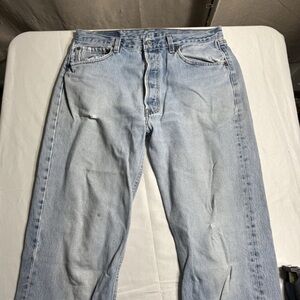 Vintage Levis 501 Jeans Mens 34x36 Light Wash Vintage USA Button Fly Distressed